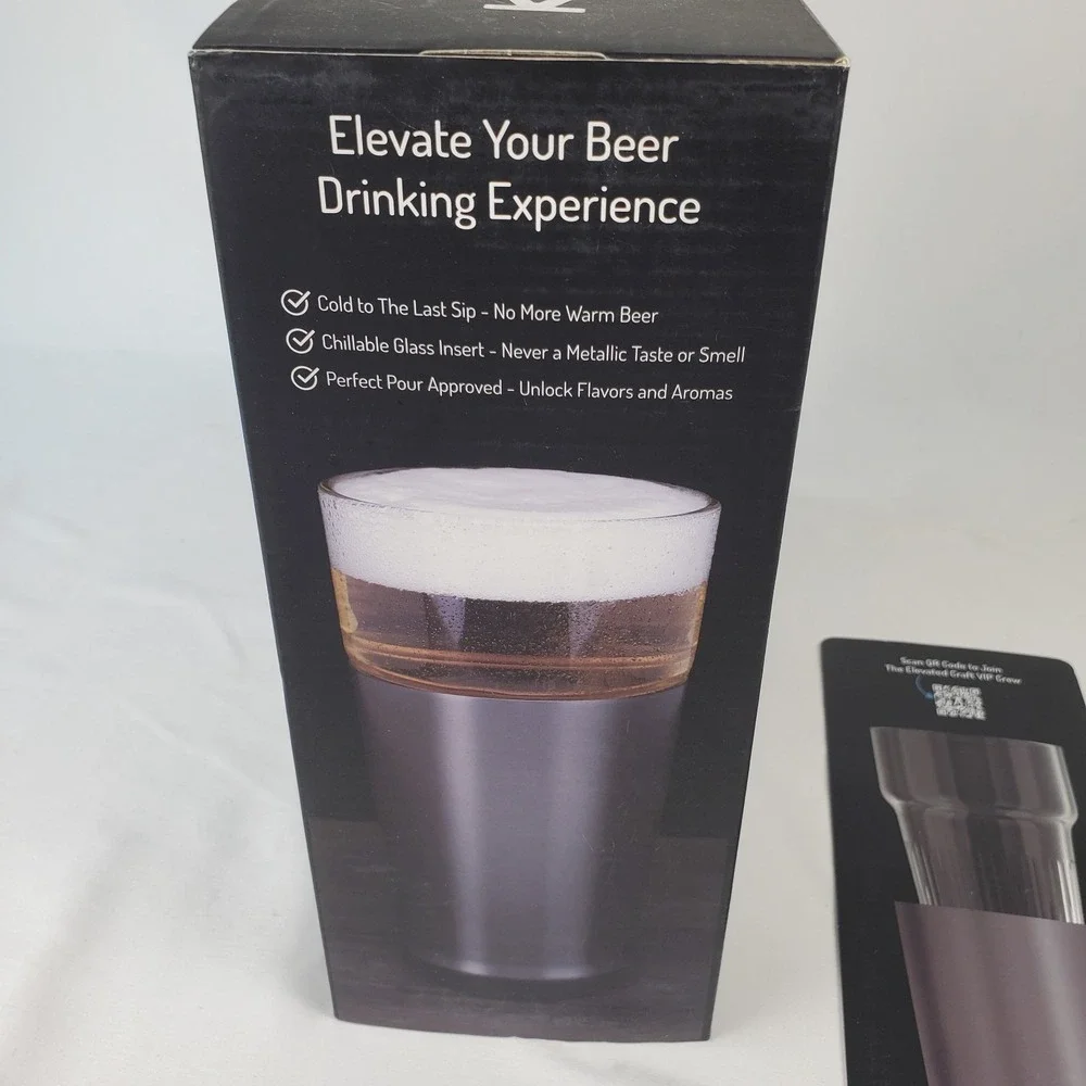 Elevated Craft Hybrid Pint Glass Gunmetal Black Steel Beer 16oz OPEN BOX